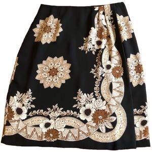 Chaus Black Floral Wrap Look Skirt